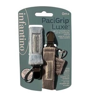 Infantino PaciGrip Luxe Set of 2 Pacifier Clips Blue Gray